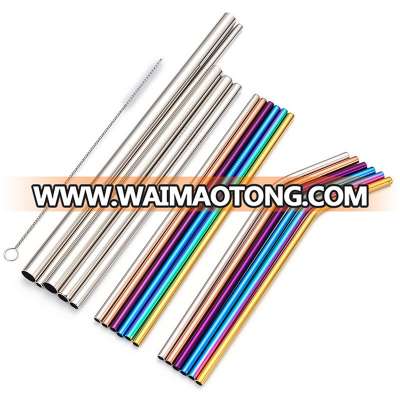 custom colour reusable stainless steel drinking straw with cleaning bush